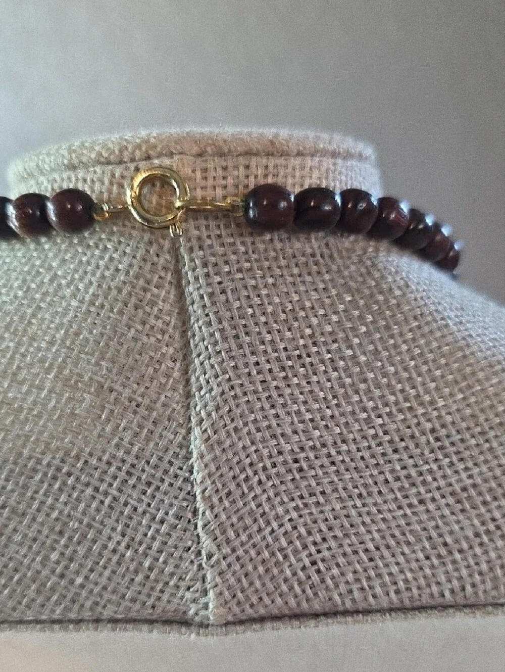 Vintage Wood Disc & Bead Boho Statement Necklace - 22